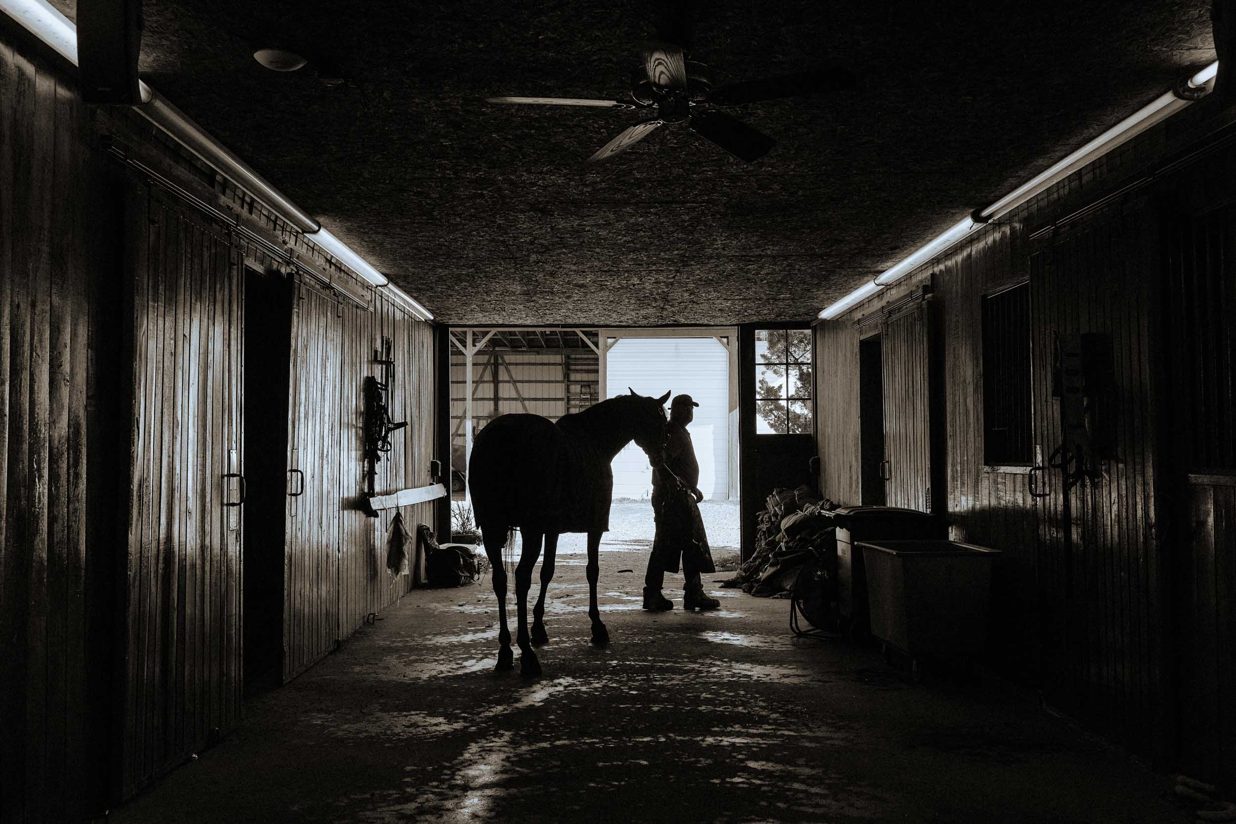 Farrier with horse at stable in Pennsylvania by Claudine WIlliams