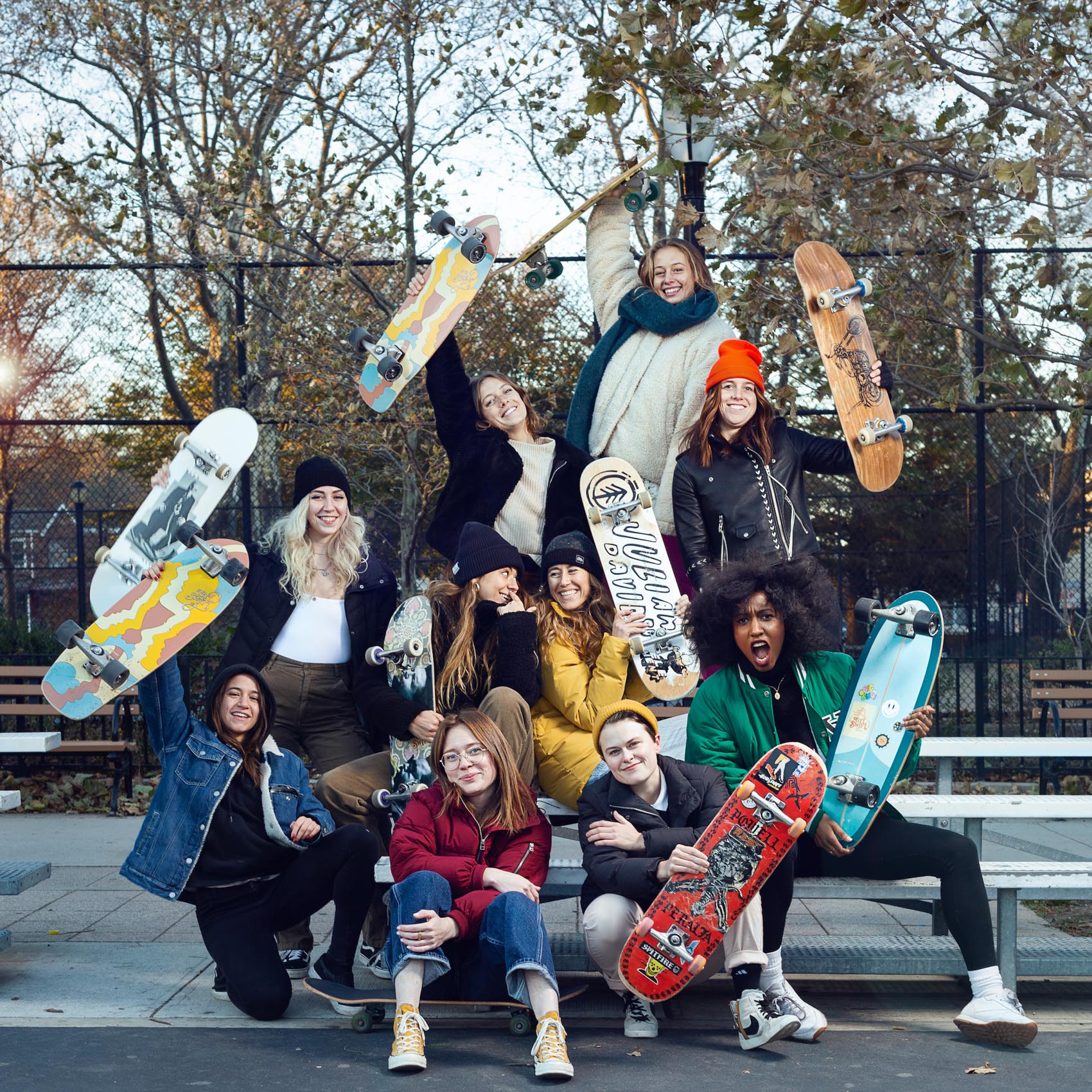 Female skateboarders in Brooklyn Grlswirl Group NYC Claudine Williams Photography