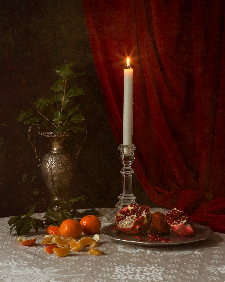 Still life with Pomegranate and Orange by Claudine Williams