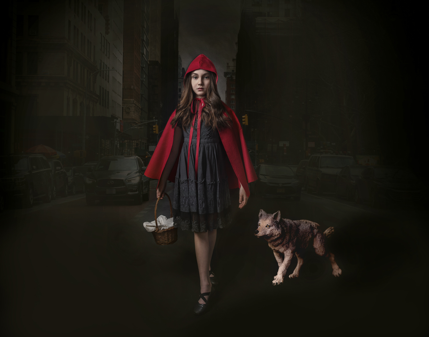 Little red riding hood in the city